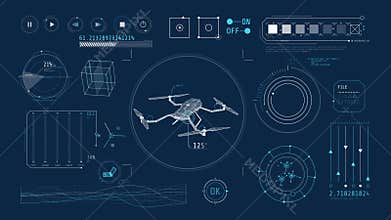 Animated infographics on the theme of drone technology.