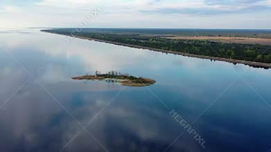 Aerial view of big lake