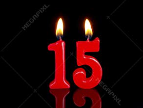 Birthday candles showing Nr. 15