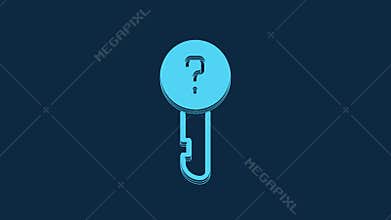 Blue Undefined key icon isolated on blue background. 4K Video motion graphic animation