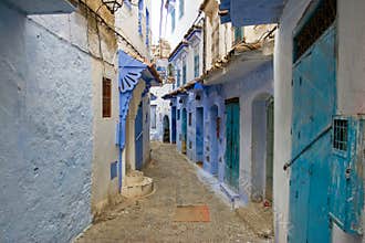 Blue Colored City Streets of Chefchaouen, Morocco