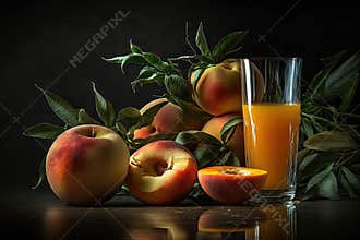 Apricot and peach juice. Generative Ai