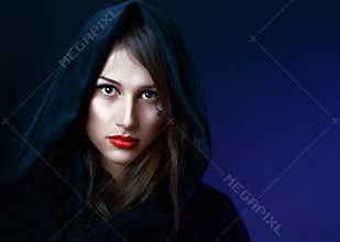 Misteriouse woman in black hood