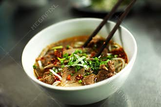 Vietnamese beef noodle soup called pho
