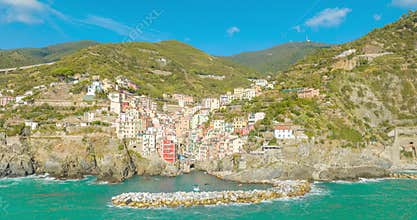 Morning Time lapse of Riomaggiore Colorful Cliffside Town of Cinque Terre, Italy