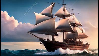 Big ship sailing by Generative AI