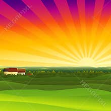 Farm sunset