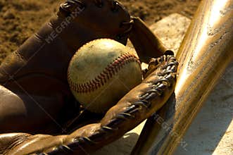 Vintage baseball on base