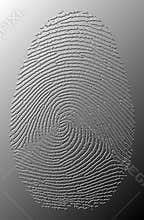 3D grey oily fingerprint on metal