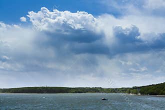 Lake in storm