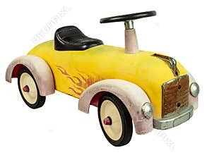 Vintage push car toy isolated on white