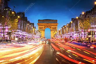 Arc de triomphe Paris city at sunset
