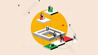 People, colleagues working on project, startup. Career development and professional growth. Stop motion, animation