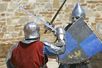 Two knights fighting