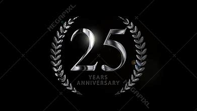 Shiny silver font of 25 years anniversary