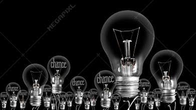 Light Bulbs with Chance and Change Concept