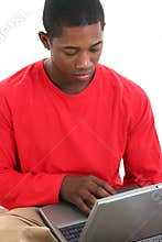 Casual Man Working On Laptop