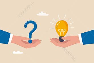 Question and answer, solving problem or business solution, ask for reply or idea to solve difficulty and trouble, FAQ concept,