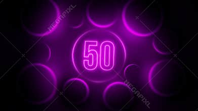 Purple Glowing Blurry Circle Number 50 Lines Neon Light Inside Cinematic Circles Frame Backlight Effect