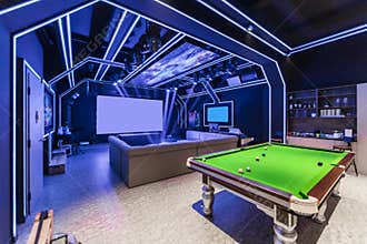 Pool table in the indoor recreation room