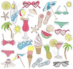 Summer beach elements set.