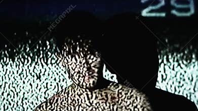 glitched analog video information distortion man