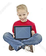 Boy holding ipad