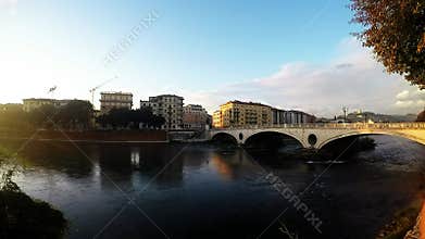 Adige river bridge Ponte Nuovo in Verona