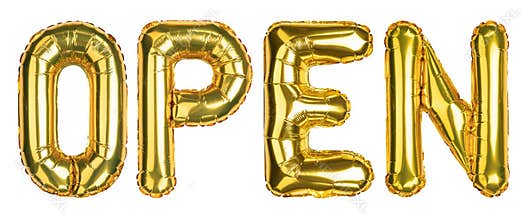 Open balloons. House, Sale, Clearance, discount. Yellow Gold foil helium balloon. Words good for store, shop, shopping mall.