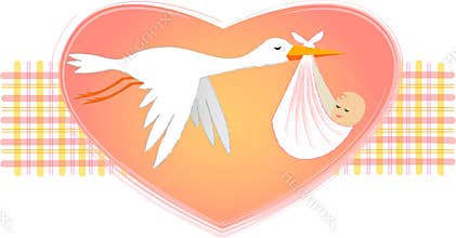 Stork with Baby Girl/eps