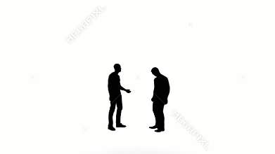 silhouette two man black people talking communicate white screen