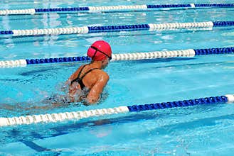 Girl swimming breaststroke