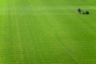 Mowing grass