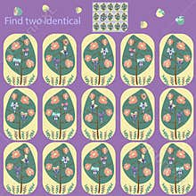 In a fun children s puzzle game for children under 7 years old, find 2 identical pictures of birds on a tree