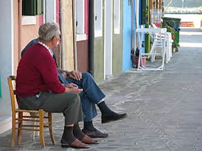 Elderly people talking