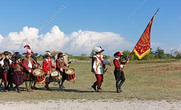17th Century Reenactors Parading in Palmanova