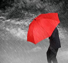 Businessman sheltering