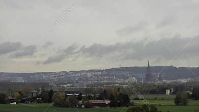 Cities of Neu-Ulm and Ulm Eselsberg with rain approaching time lapse