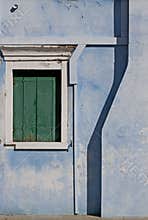Burano, Venice lagoon :detail of a painted house