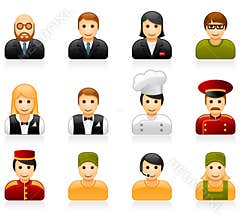 Hotel and restaurant staff icons