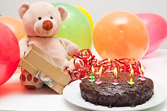 Birthday cake and teddy bear
