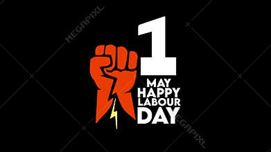 1st May Labor Day Celebration Video International Workers\' Day Animation on Black Background