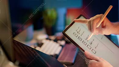 Check mark graphic tablet checklist office interior