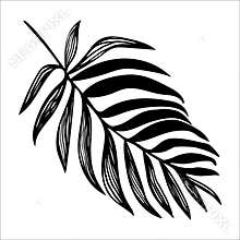 Black tropical leaf vector element isolated on white.