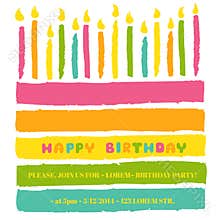 Happy Birthday and Party Invitation Card