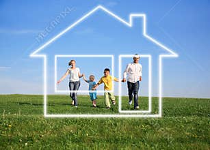 Family with dream house