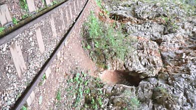 Railroad Track Cliffside Mountain Trail Hiking