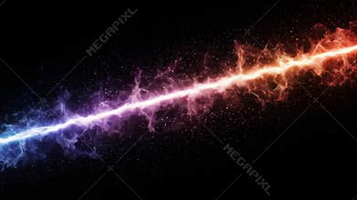 Electrical Discharge with Rainbow Color and Bright Sparkles on Black Background