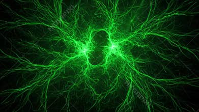 Radiant Green Energy Lines Abstract Background With a Dark Futuristic Glow
