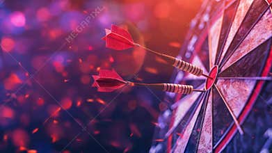 Dart Hitting Target Close-Up